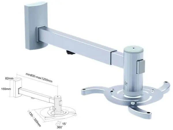Nástenný držiak projektora 85-135cm, strieborný