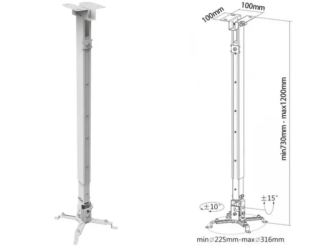 Stropný držiak 73-120cm strieborný
